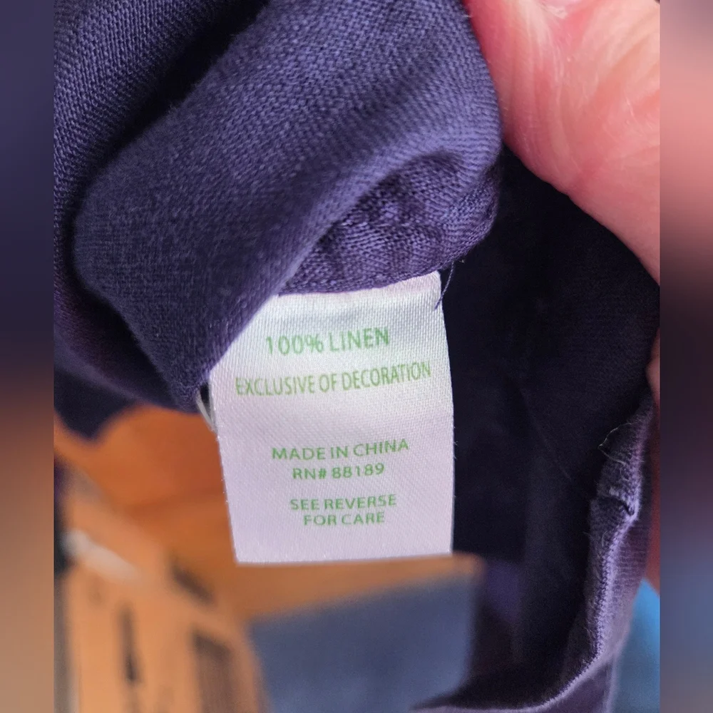 Lily Pulitzer Navy Blue Linen Tunic With Pink Embroidery Size Medium - Picture 6 of 8